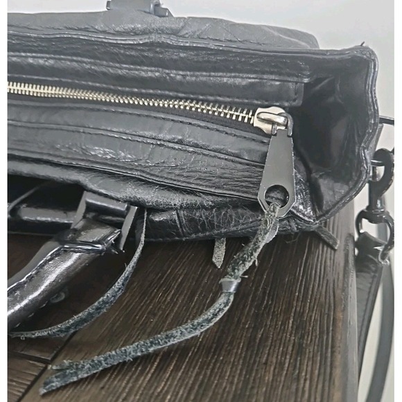 Rebecca Minkoff Regan Black Pebbled Leather Crossbody Double Handle Satchel - Picture 9 of 9